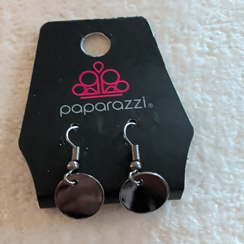 Paparazzi Gun Metal Dangle Coin Earrings New